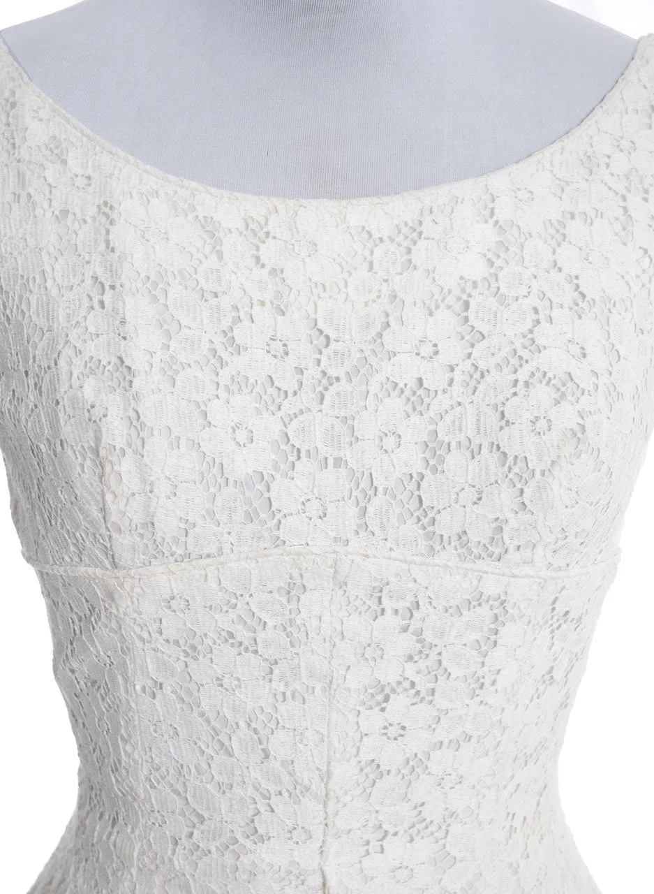 1950's White Lace Lorrie Deb Vintage Princess Cut Wedding Dress Bolero