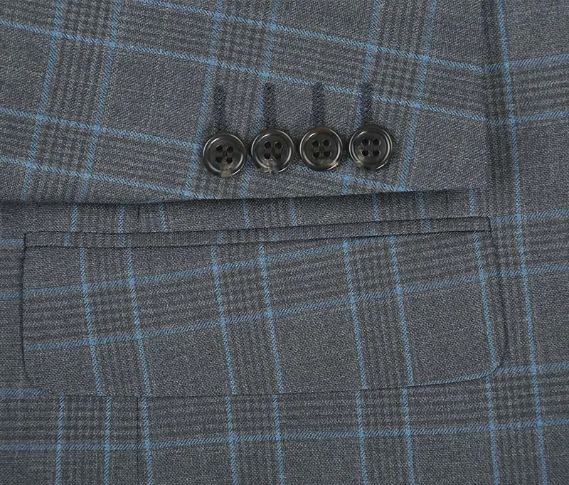(46L) Regular Fit 2 Piece Dress Suit Windowpane in Light Gray