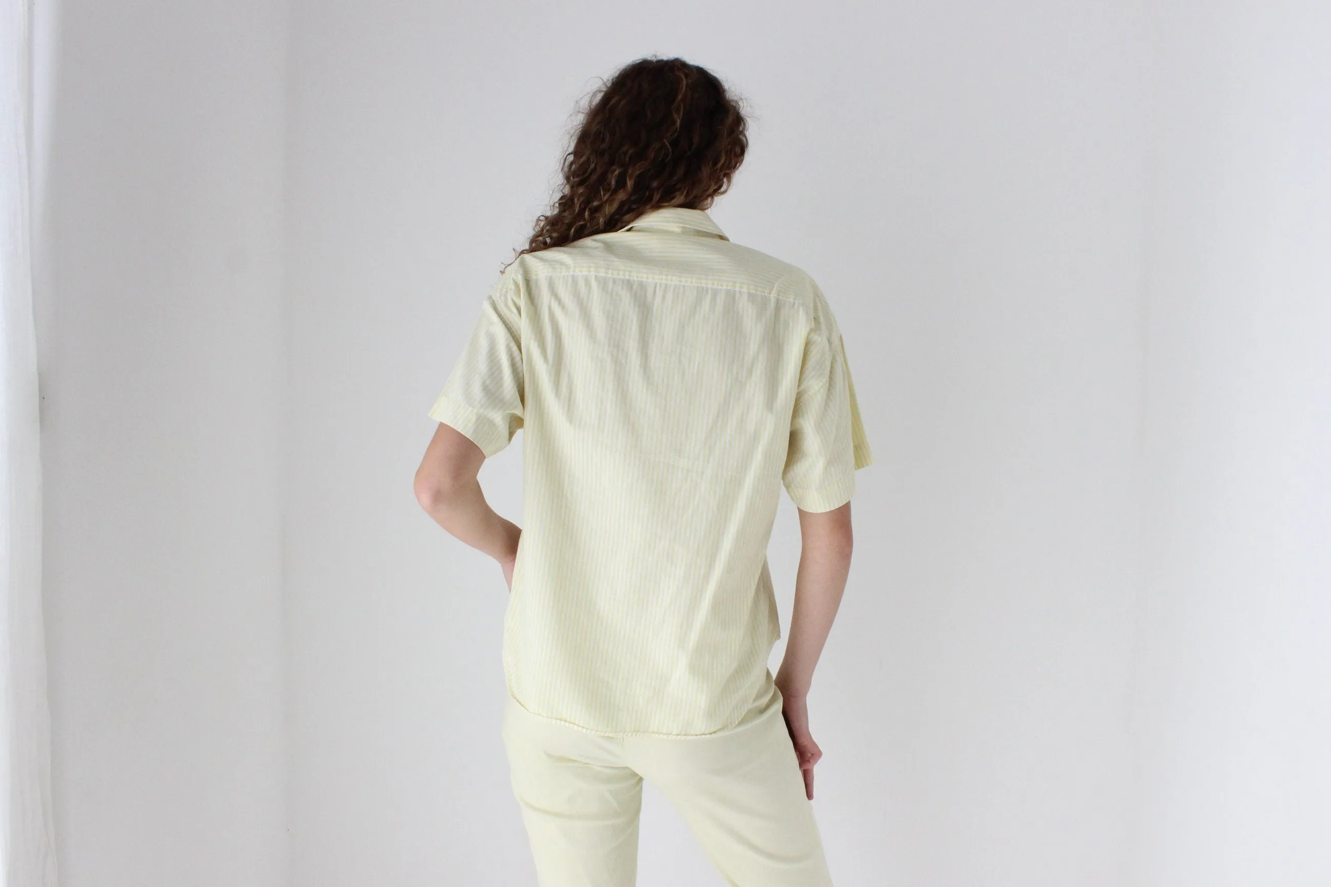 80s French Cotton Striped Boxy Shirt