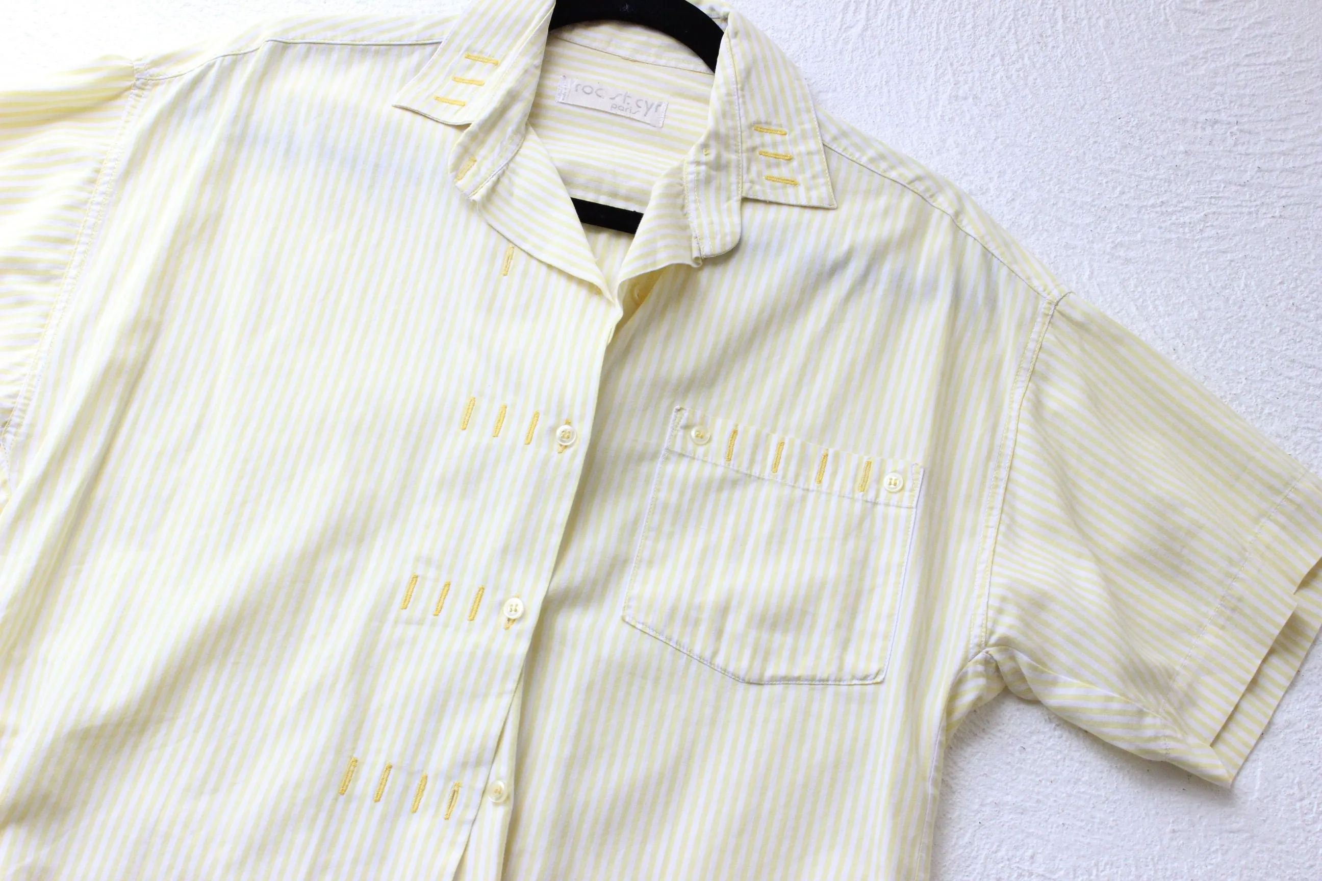 80s French Cotton Striped Boxy Shirt