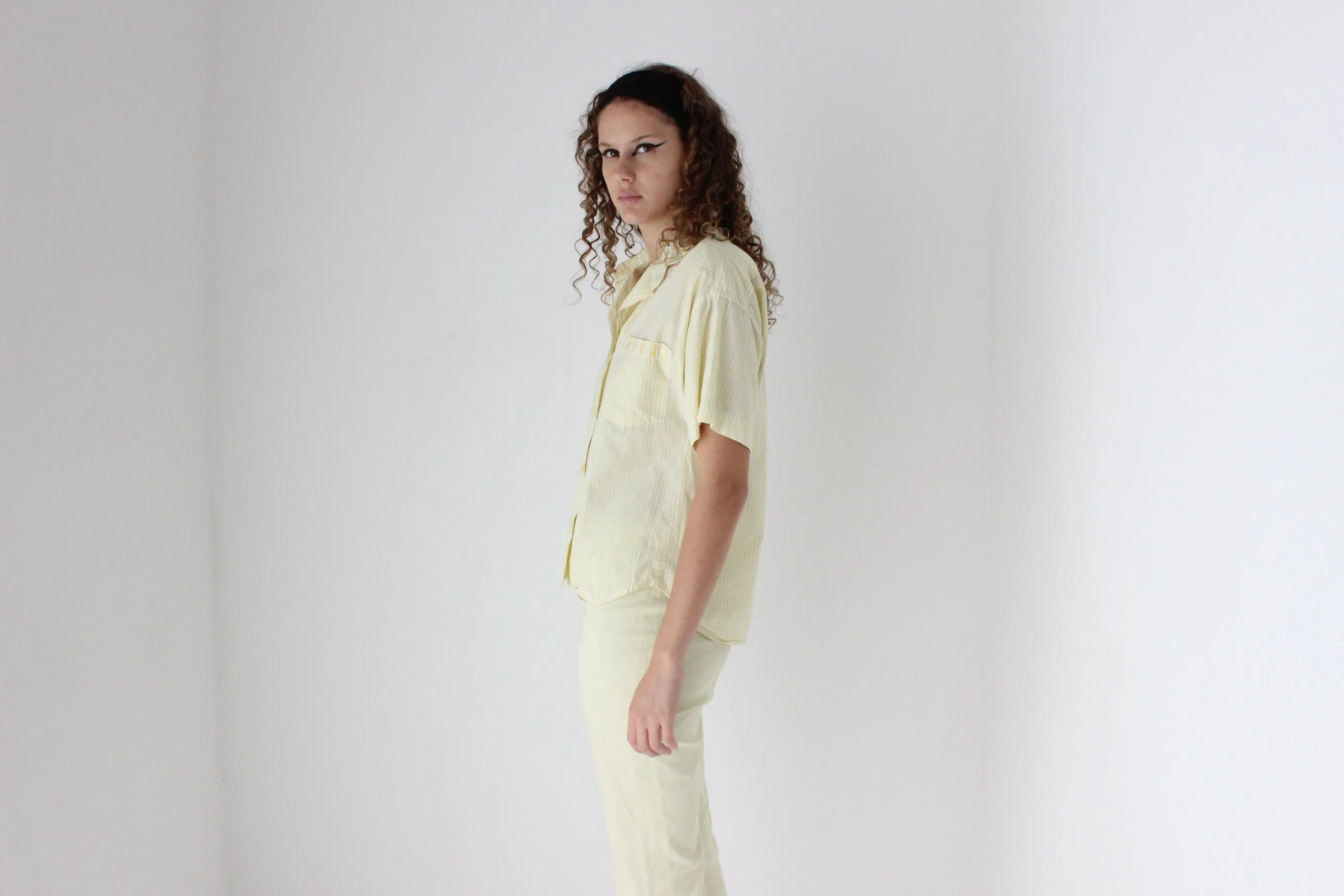 80s French Cotton Striped Boxy Shirt