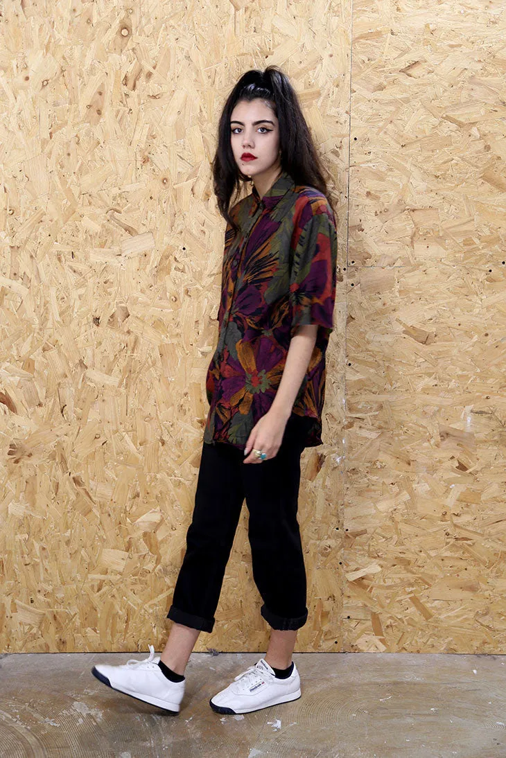 90s Oversized Bold Floral Shirt