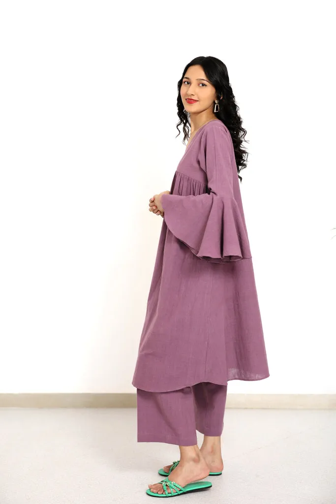 Aadya Moda Women's Kala Cotton Wine Dipped Co-ord Set