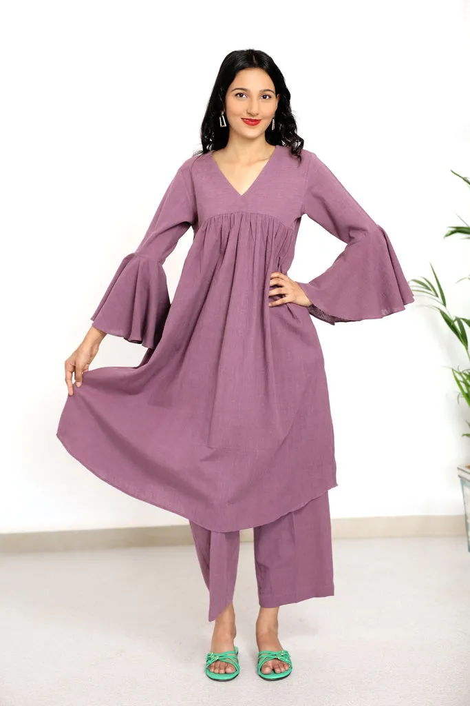 Aadya Moda Women's Kala Cotton Wine Dipped Co-ord Set