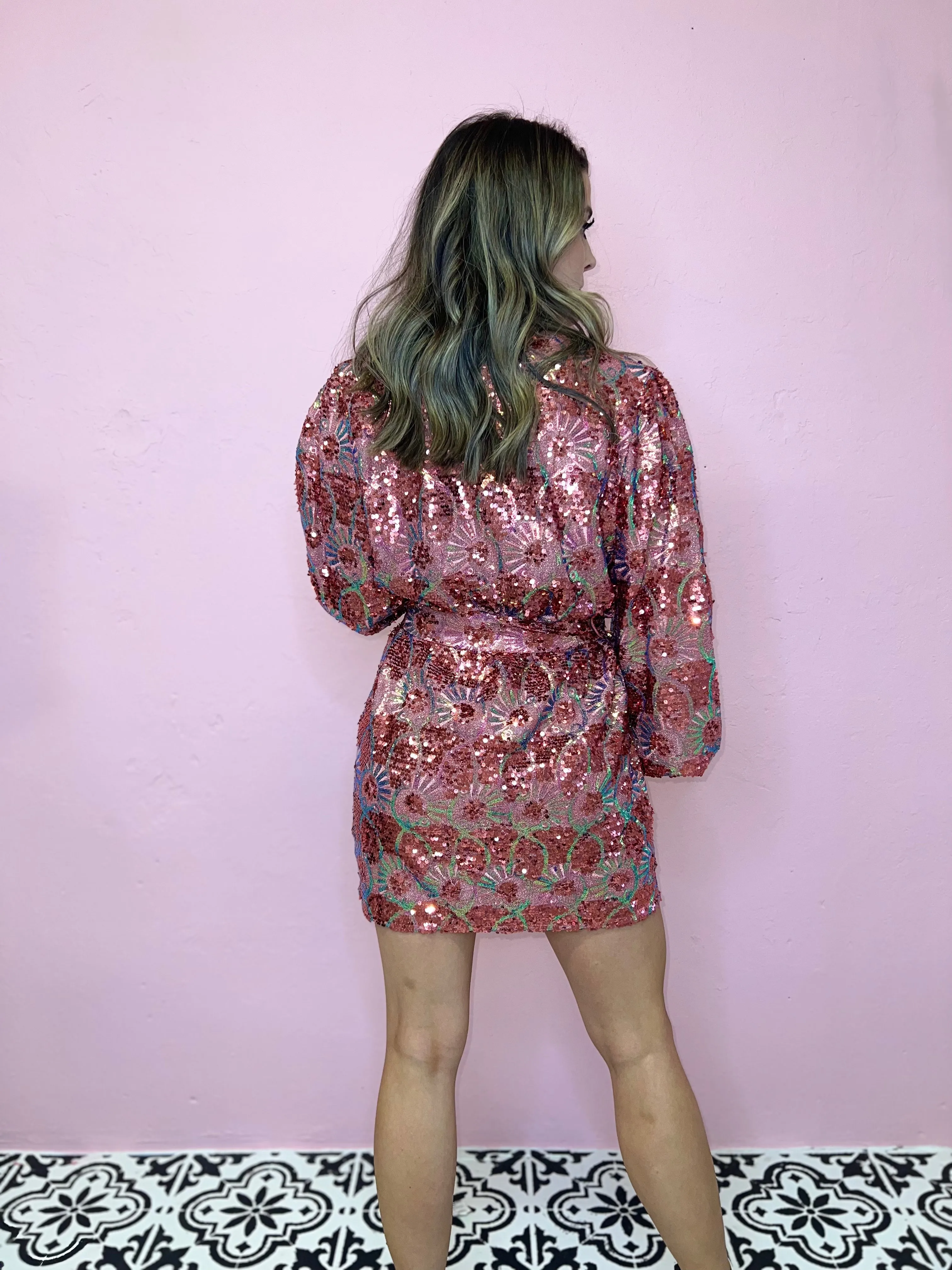 Adeline Sequin Wrap Dress