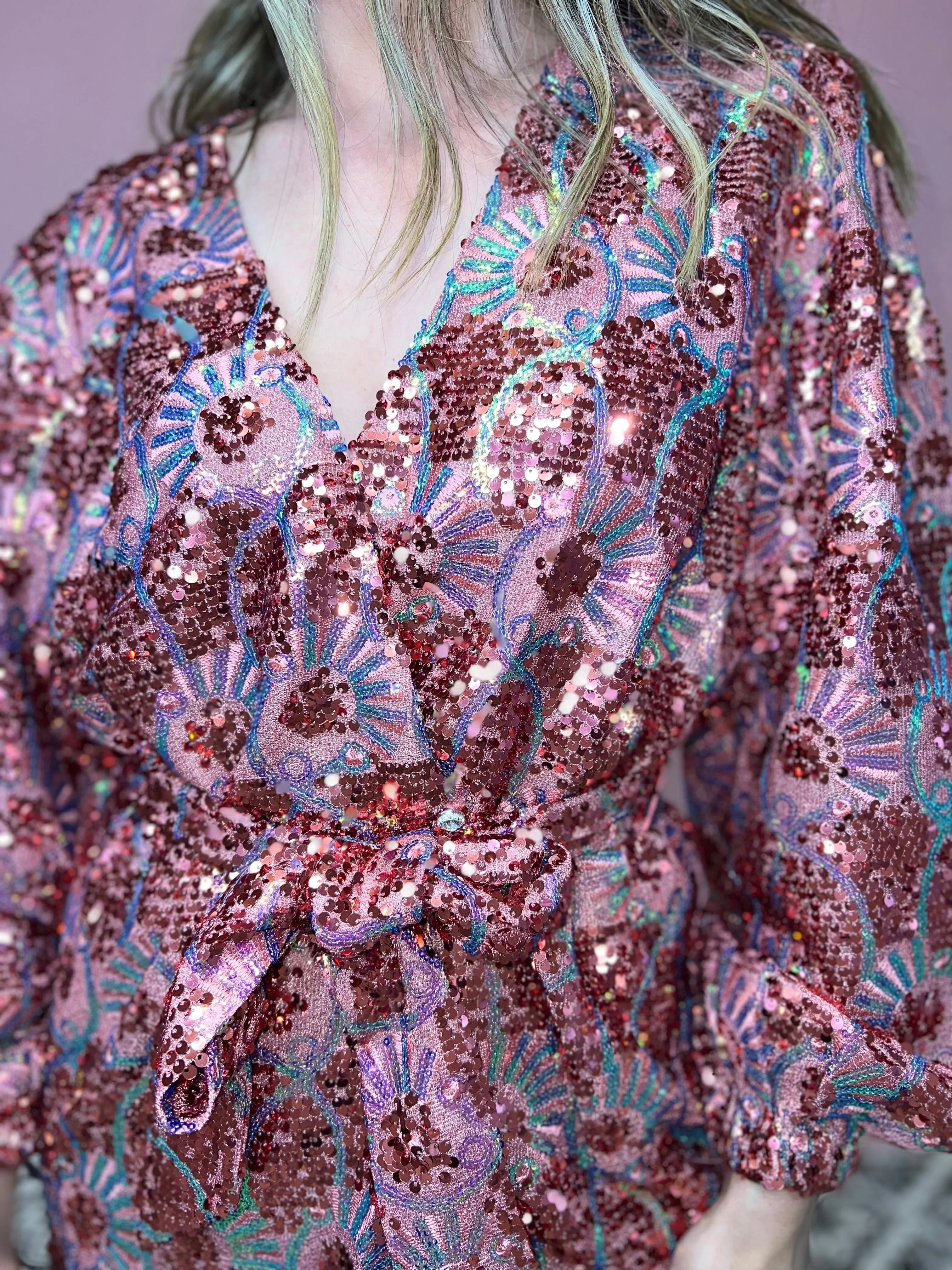 Adeline Sequin Wrap Dress