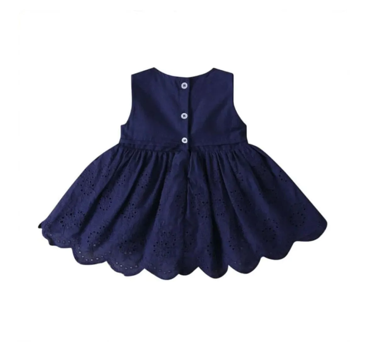 Alissa Scallop Edge Dress - Navy Blue