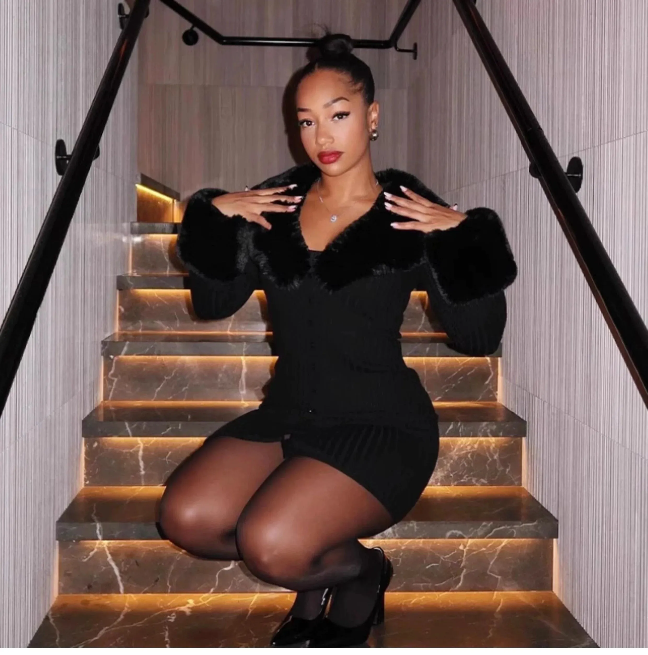 Amozae-Christmas Outfits New Year's Eve Dress Night Out Club Dresses cute winter outfits Semaj Long Sleeve Mini Dress