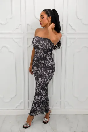 Arianna Leopard Maxi Dress (Grey)