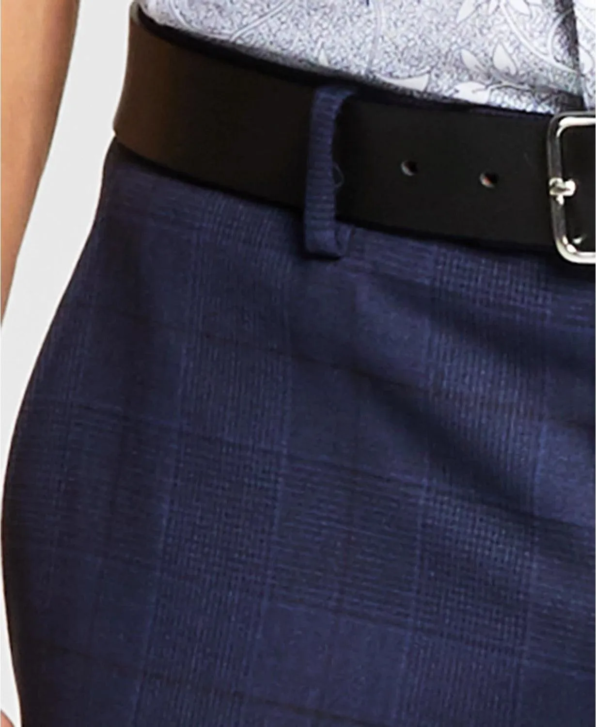 Bar III Men's Dress Pants 34 x 32 Slim Fit Navy Blue Plaid