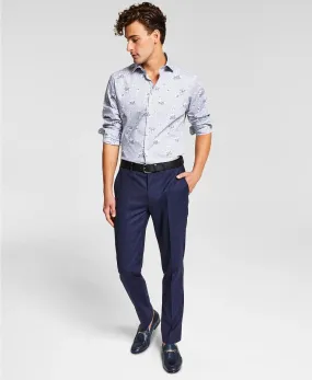 Bar III Men's Dress Pants 34 x 32 Slim Fit Navy Blue Plaid