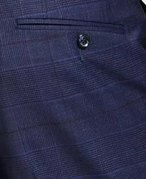 Bar III Men's Dress Pants 34 x 32 Slim Fit Navy Blue Plaid
