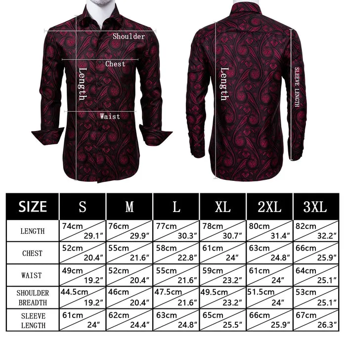 Barry Wang Button Down Shirt Pink Paisley Men's Long Sleeves Silk Shirt Fashion