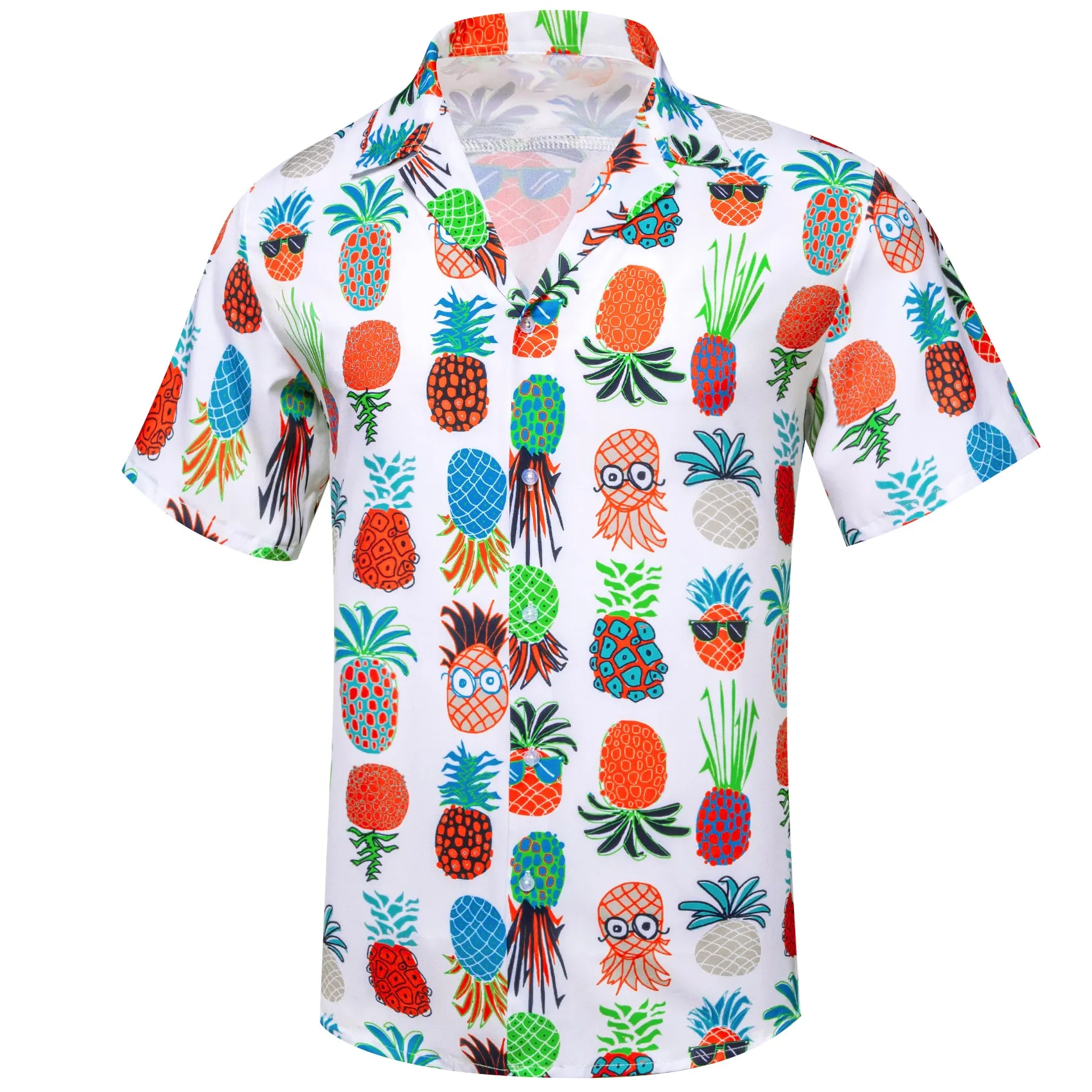 Barry Wang Button Shirts White Floral Short Sleeves Summer Hawaii Shirt