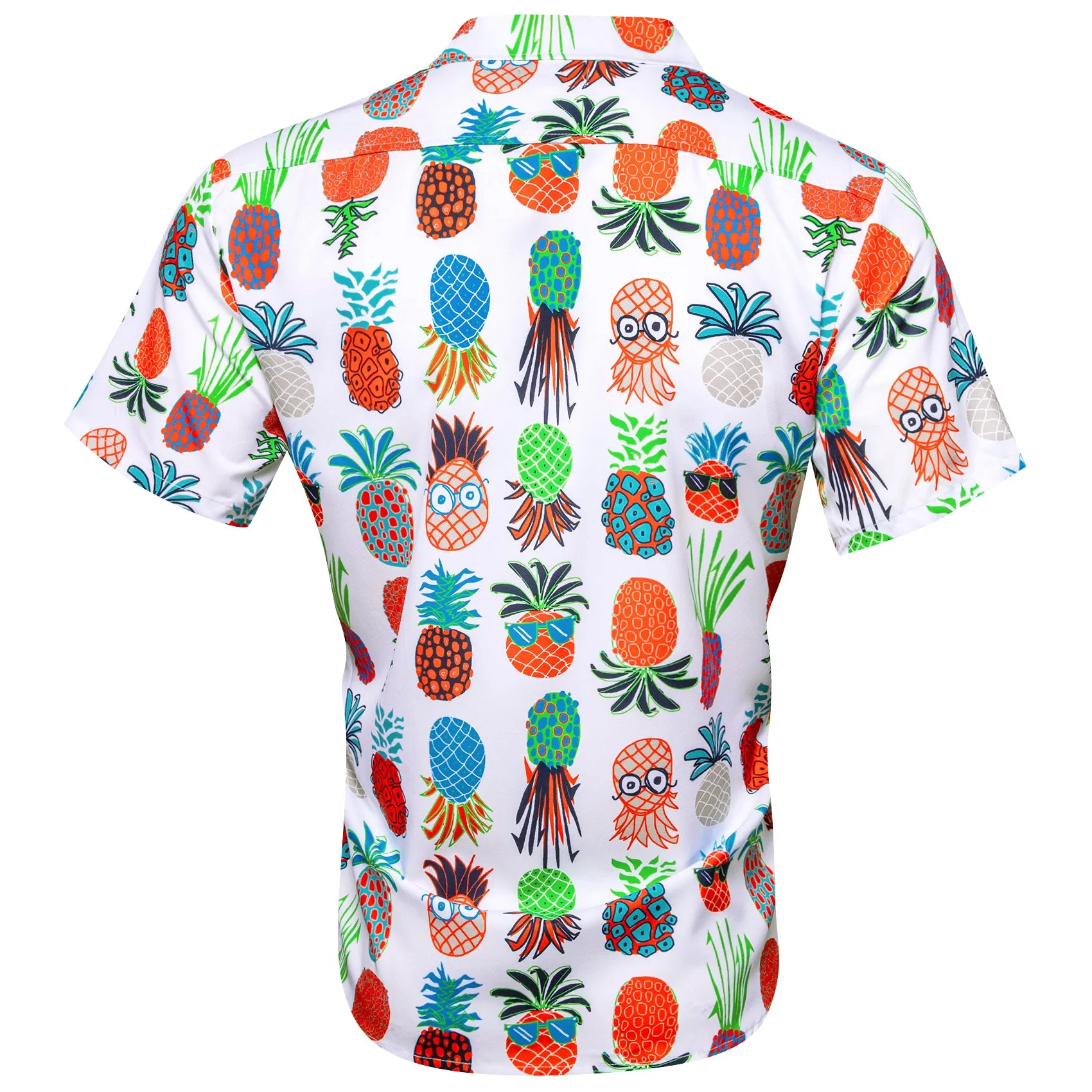 Barry Wang Button Shirts White Floral Short Sleeves Summer Hawaii Shirt
