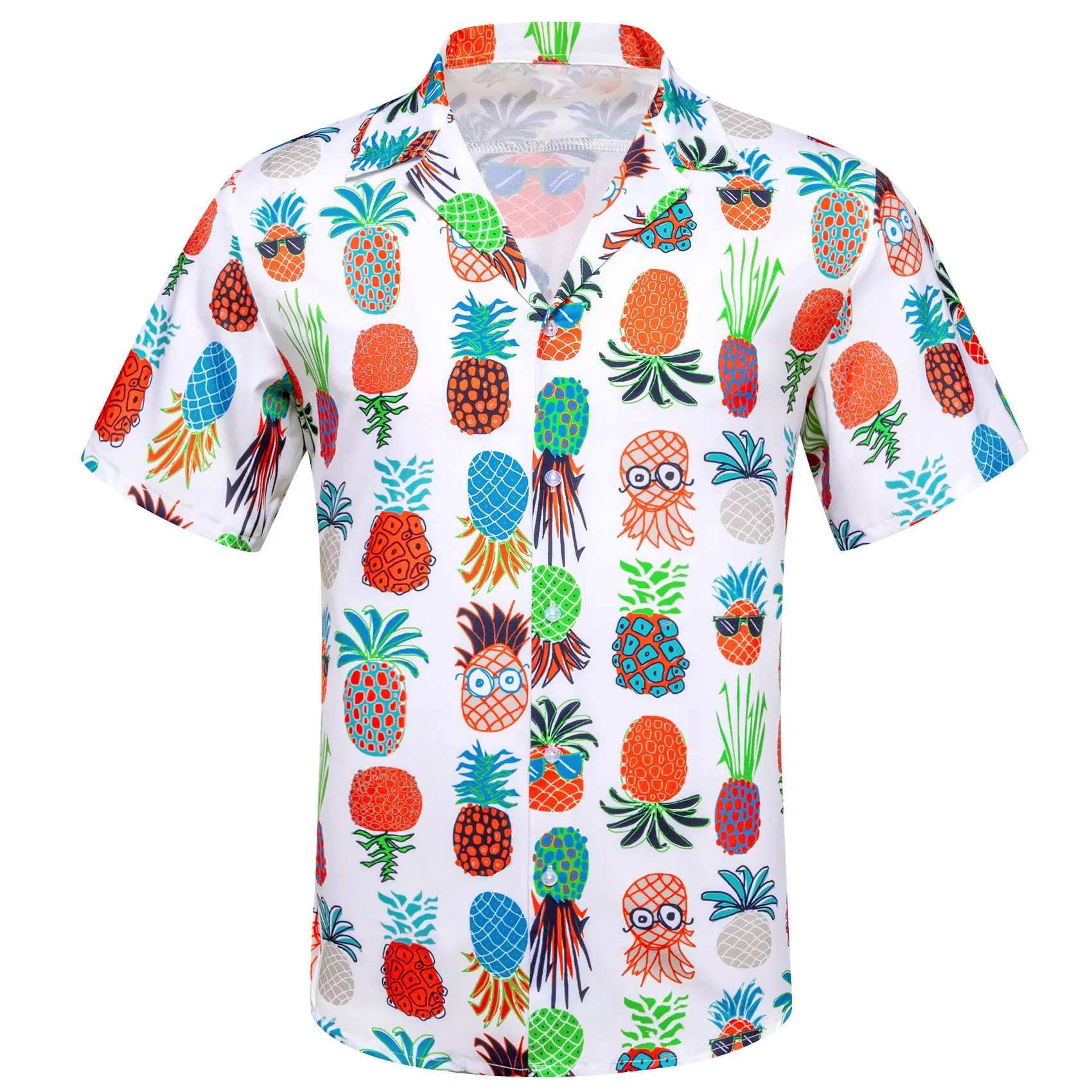 Barry Wang Button Shirts White Floral Short Sleeves Summer Hawaii Shirt
