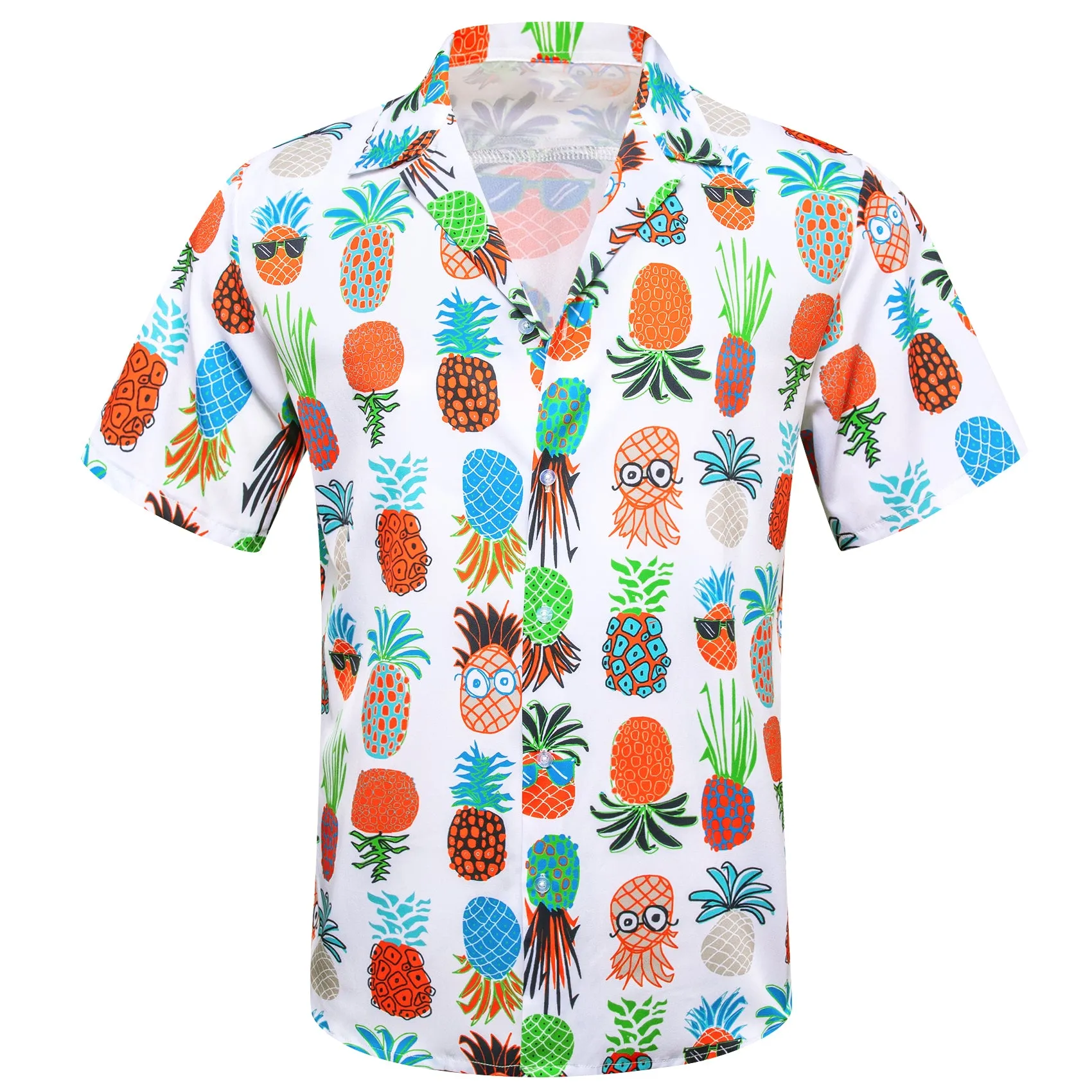 Barry Wang Button Shirts White Floral Short Sleeves Summer Hawaii Shirt