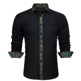 Barry.wang Luxury Black Splicing Men's Business Shirt