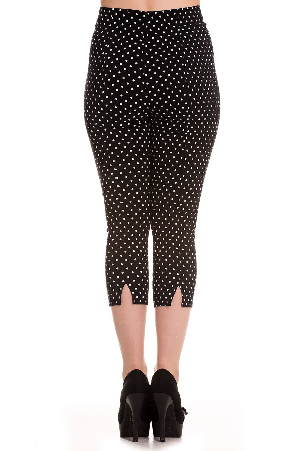 Black & White Polka Dot High Waist Retro Capri