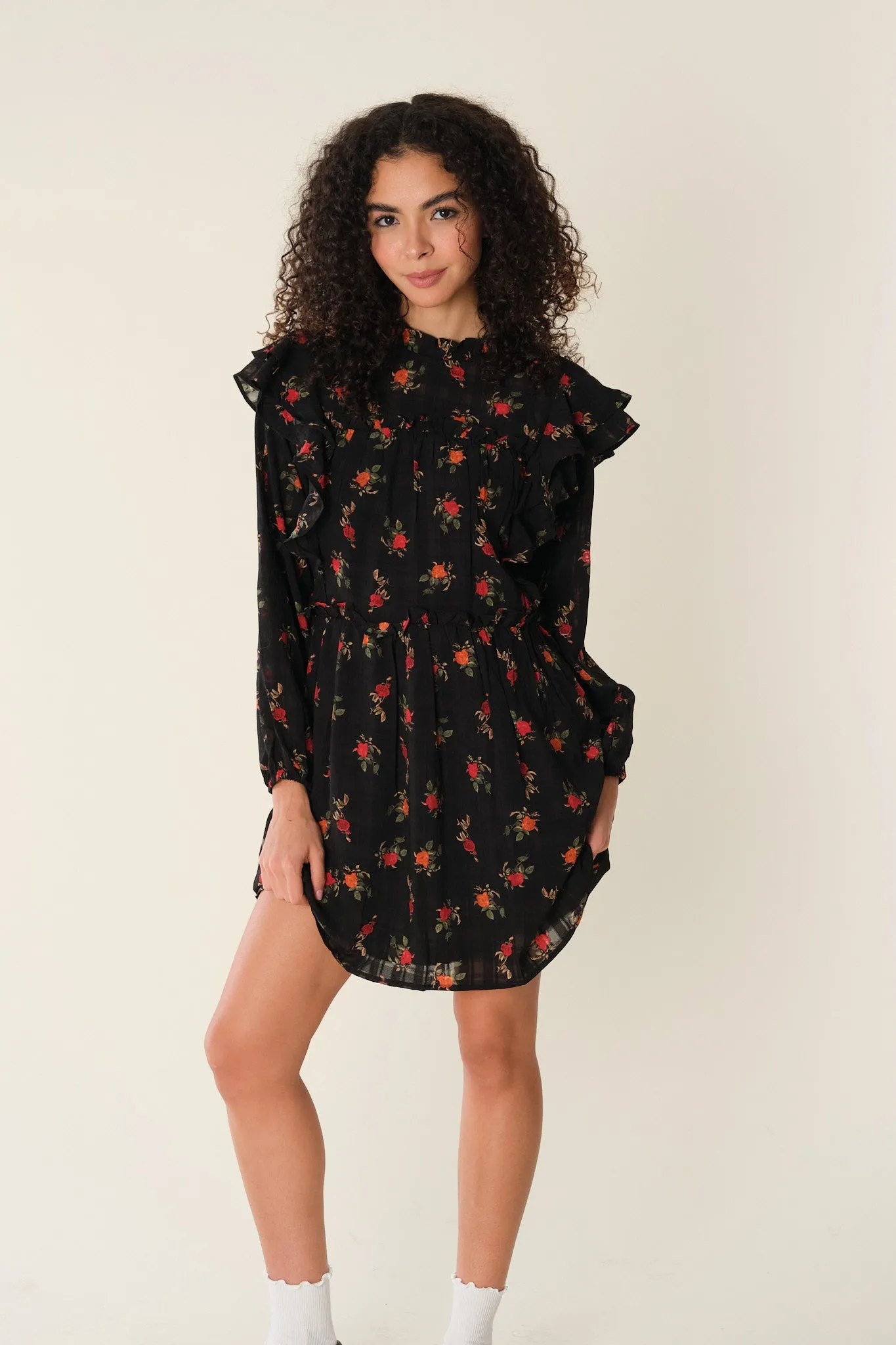 Black Floral Elane Dress