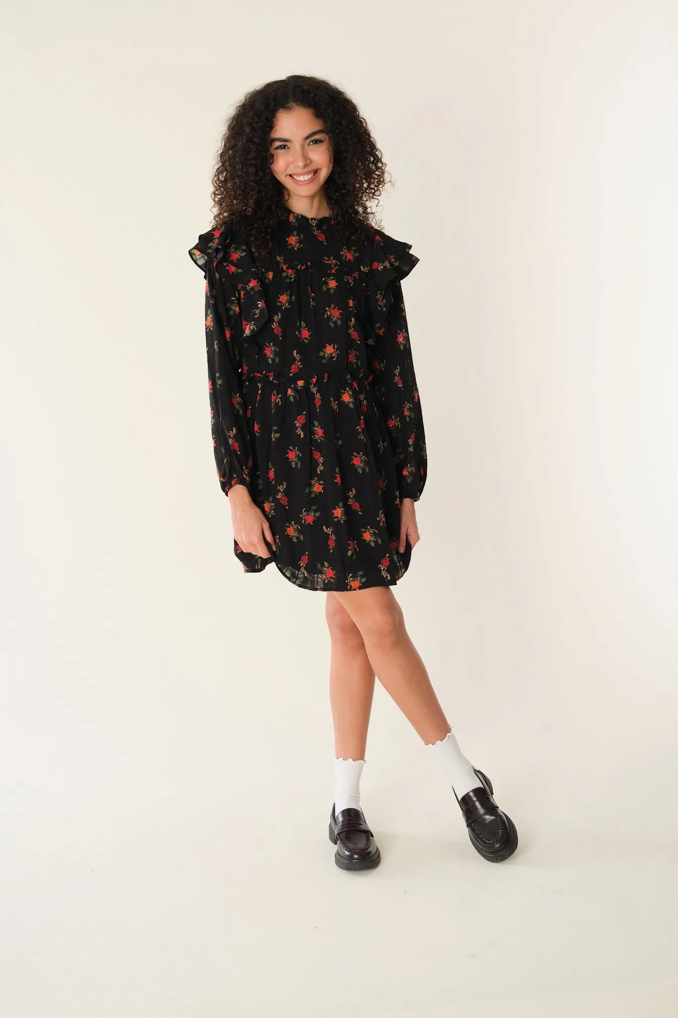 Black Floral Elane Dress