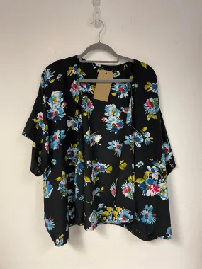 Black floral silky kimono, Primark, Size 20, 22 (Polyester)