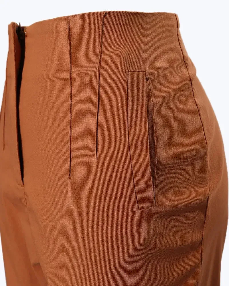 Black High Waist Cropped Elegant Work Pants