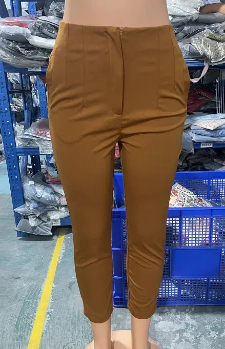Black High Waist Cropped Elegant Work Pants