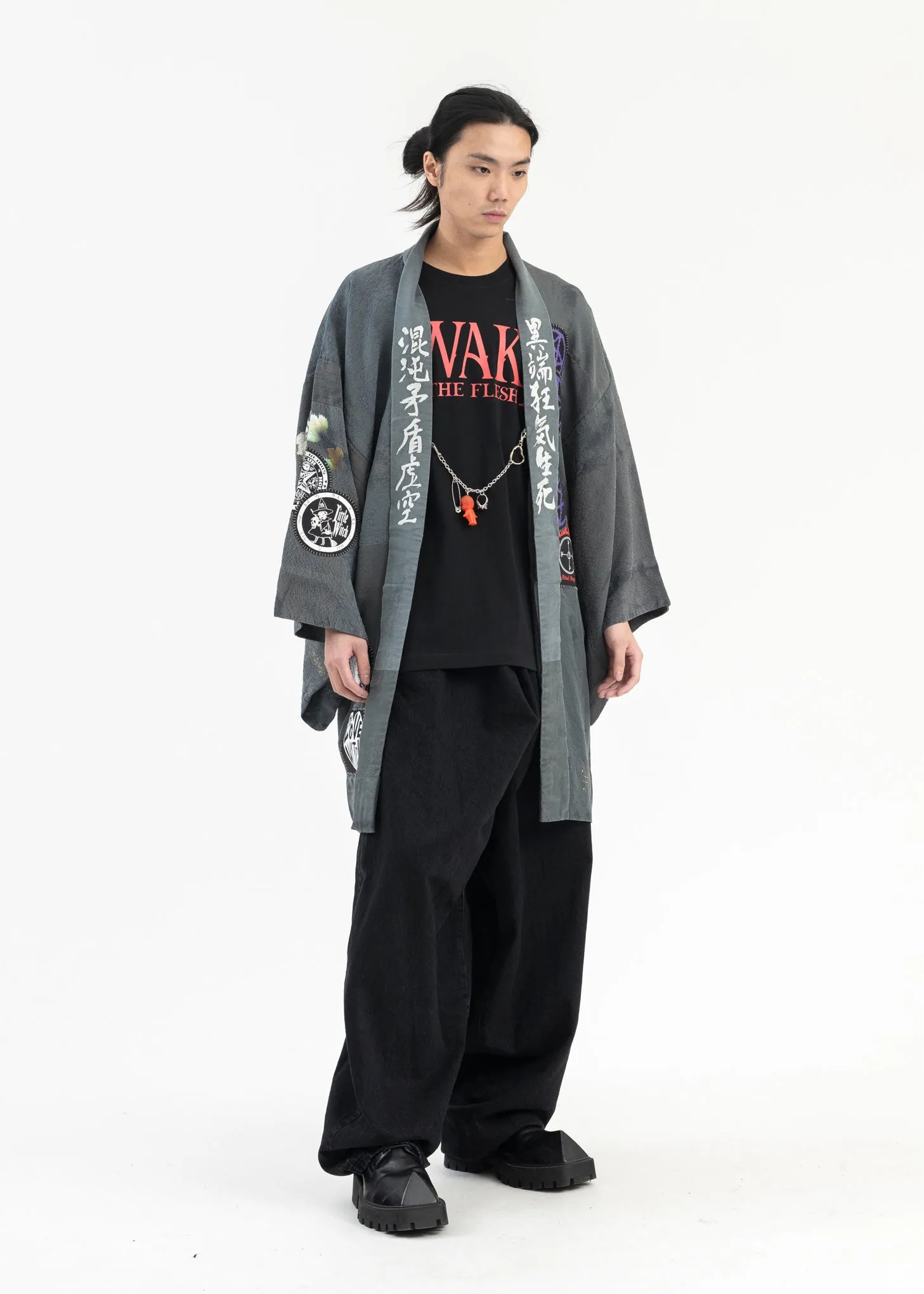 BLACK OVERDYE HAORI KIMONO JACKET COLLABORATION WITH KIMONO by NADESHIKO "HAORI"