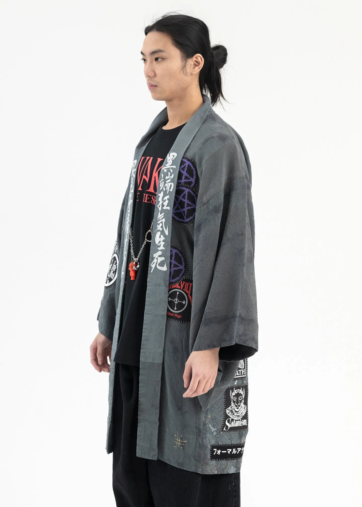 BLACK OVERDYE HAORI KIMONO JACKET COLLABORATION WITH KIMONO by NADESHIKO "HAORI"