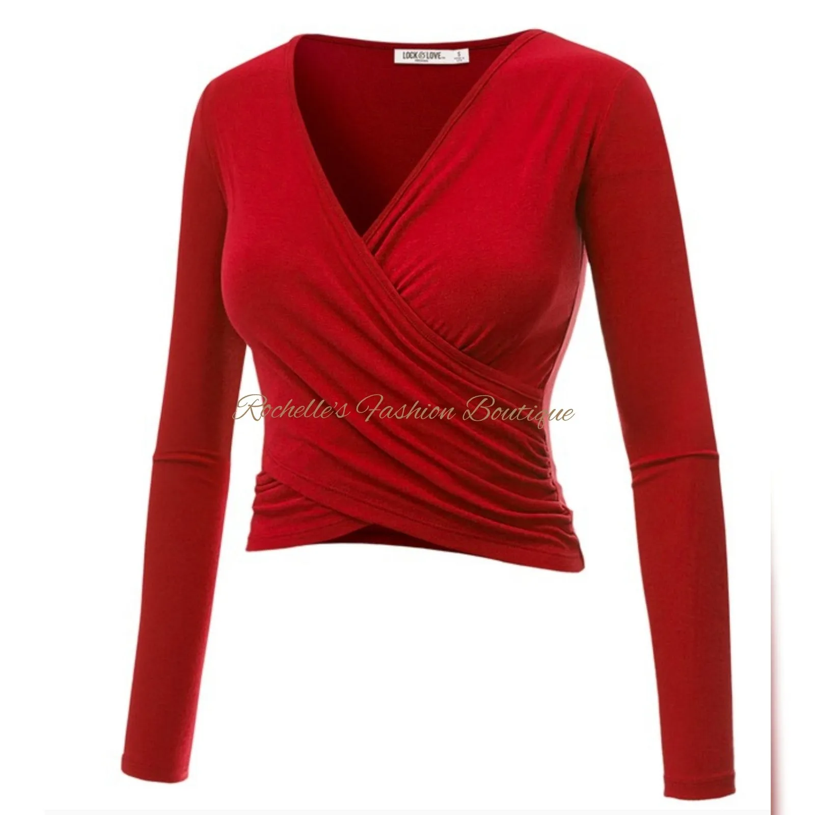 Black V Neck L/S Wrap Shirt