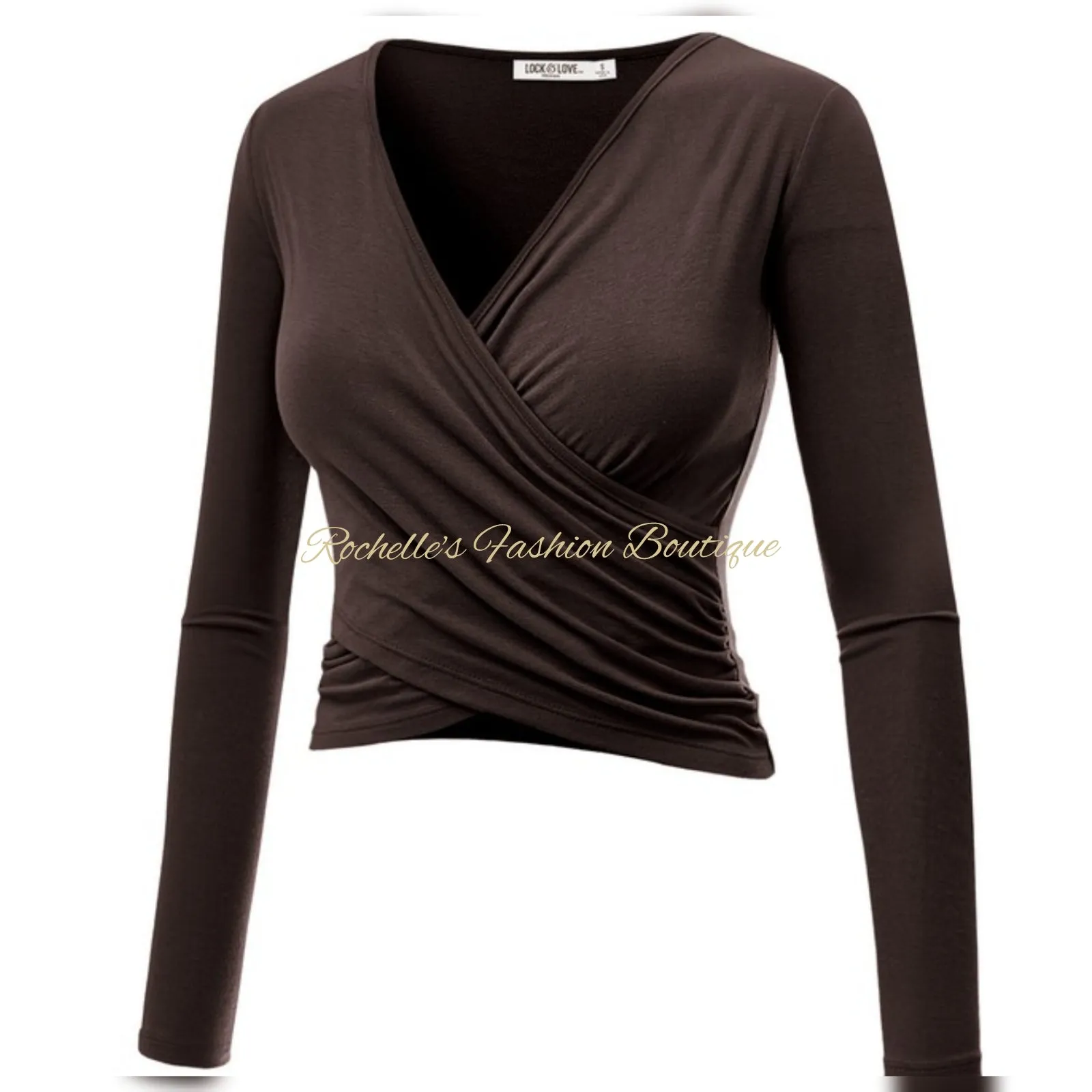 Black V Neck L/S Wrap Shirt