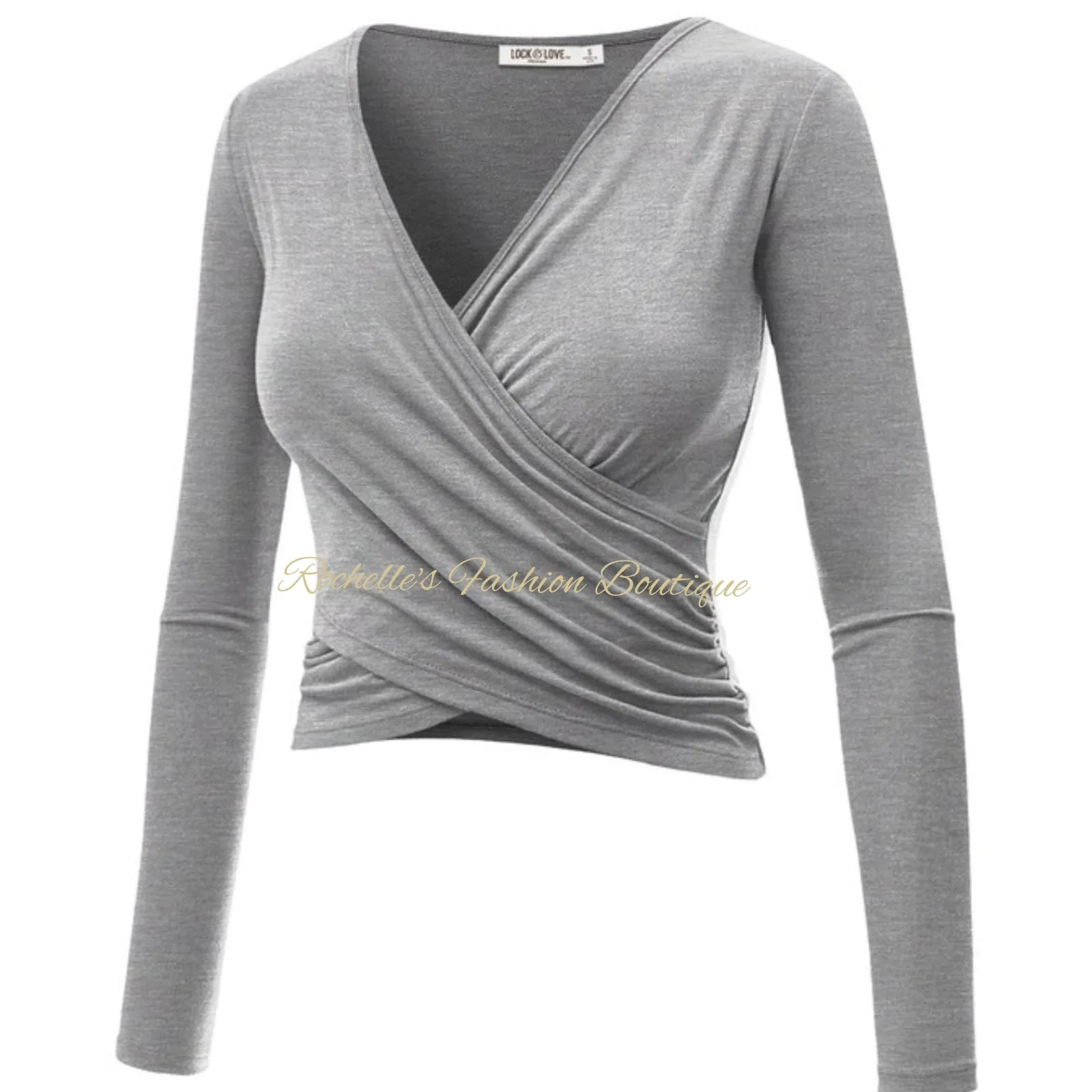 Black V Neck L/S Wrap Shirt
