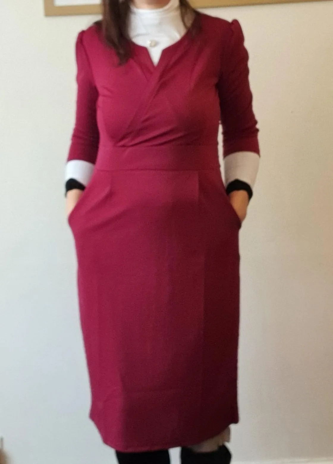 Black Women's V-Neck Work Business Bodycon Pencil Dress - MISSKY