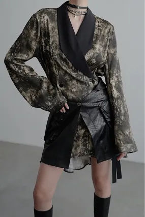Blunt Collar Tie Waist Long Sleeve Dress