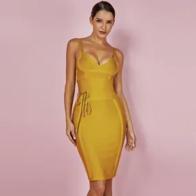 Bodycon V Neck Spaghetti Bandage Dress