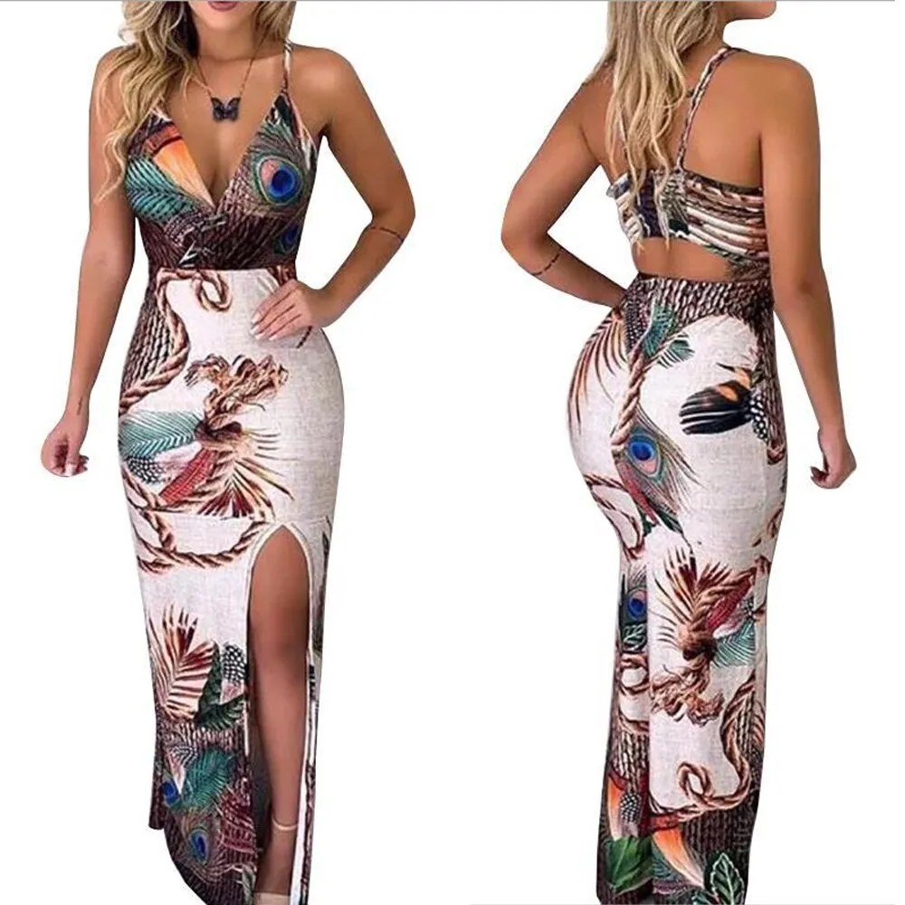 Boho Floral Women Dress Sexy Ladies Sleeveless Bodycon Prom
