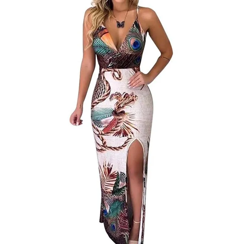 Boho Floral Women Dress Sexy Ladies Sleeveless Bodycon Prom