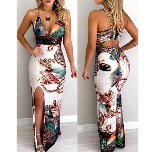 Boho Floral Women Dress Sexy Ladies Sleeveless Bodycon Prom