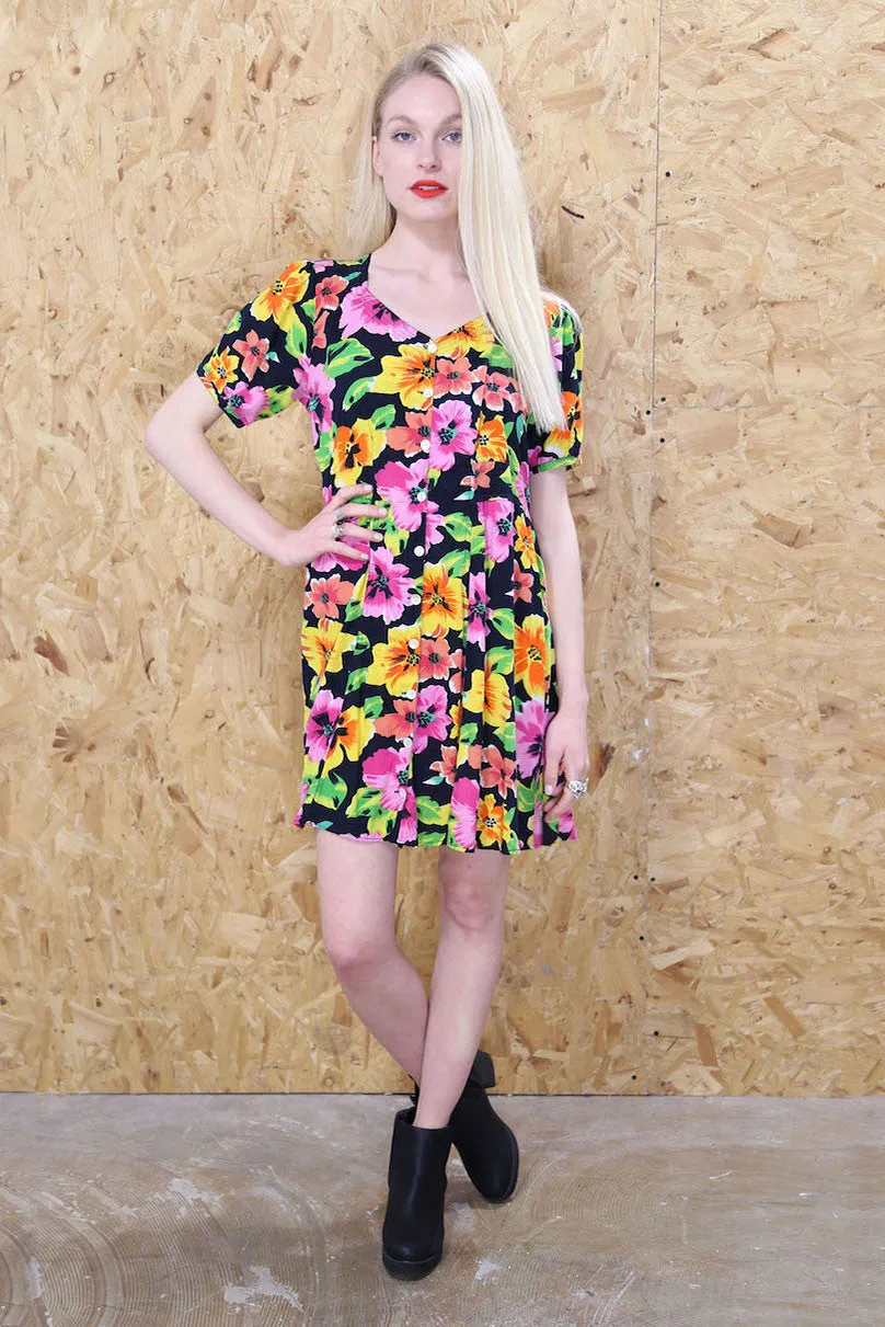 Bold Floral Print Dress
