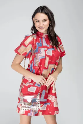 Bold Statement Bubble Sleeve Tie Back Dress