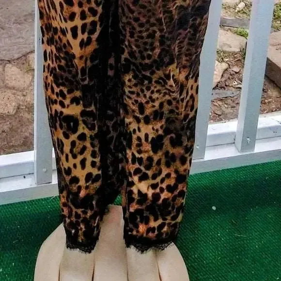 Brown Leopard with Lace Jumpsuit