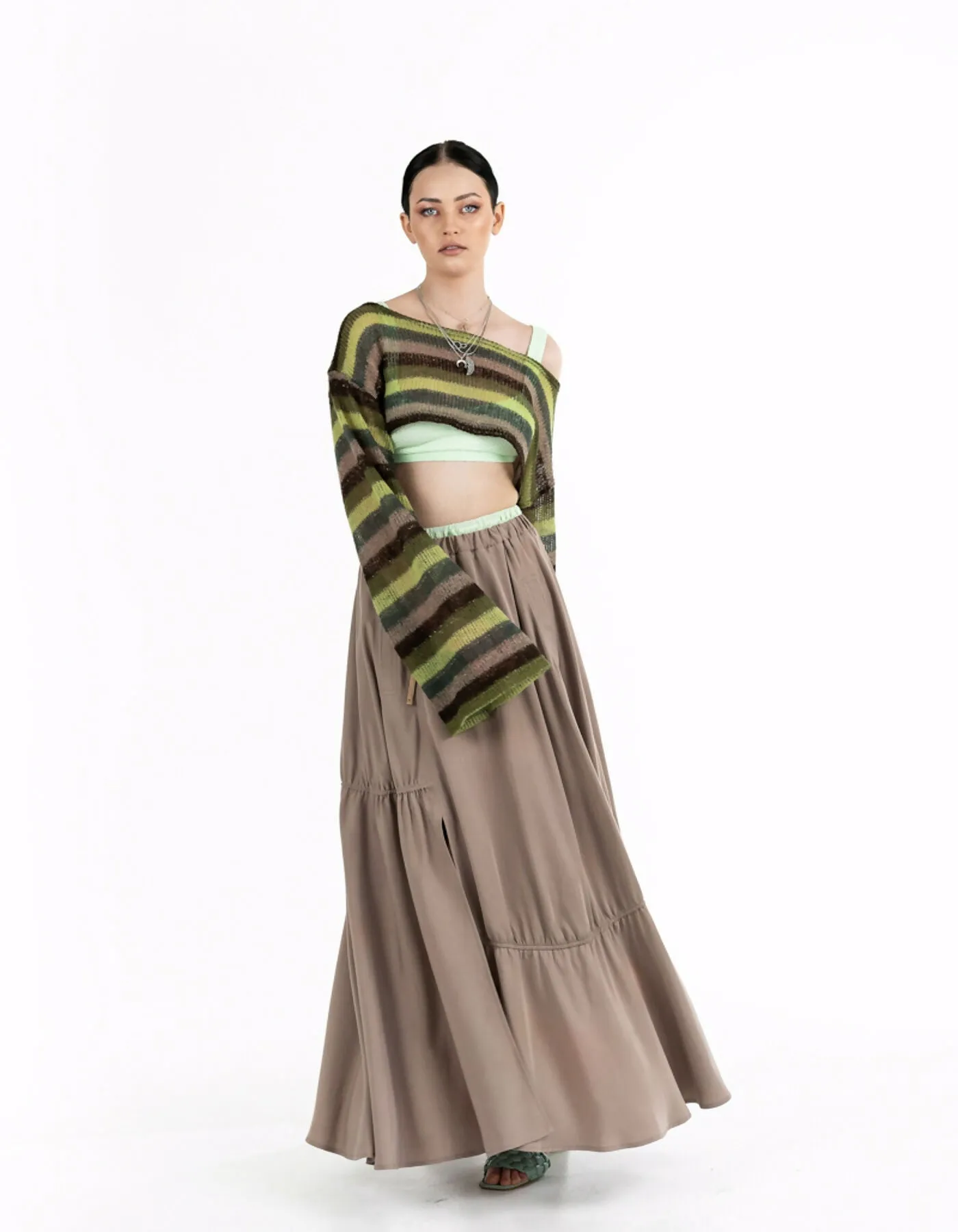 Brown maxi skirt with laces