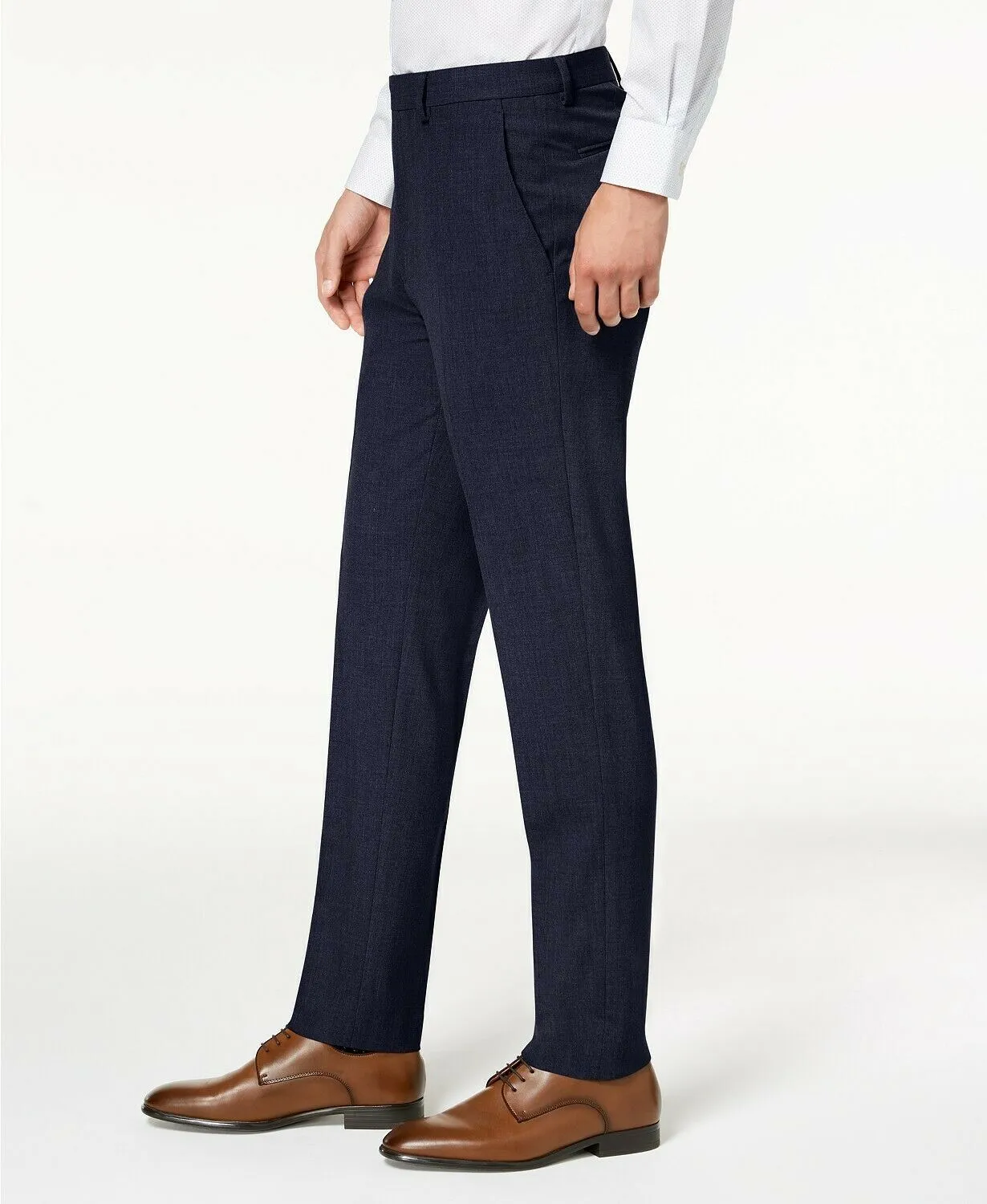 Calvin Klein Mens Skinny fit Dress Pants 38 / 30 Blue Solid Stretch