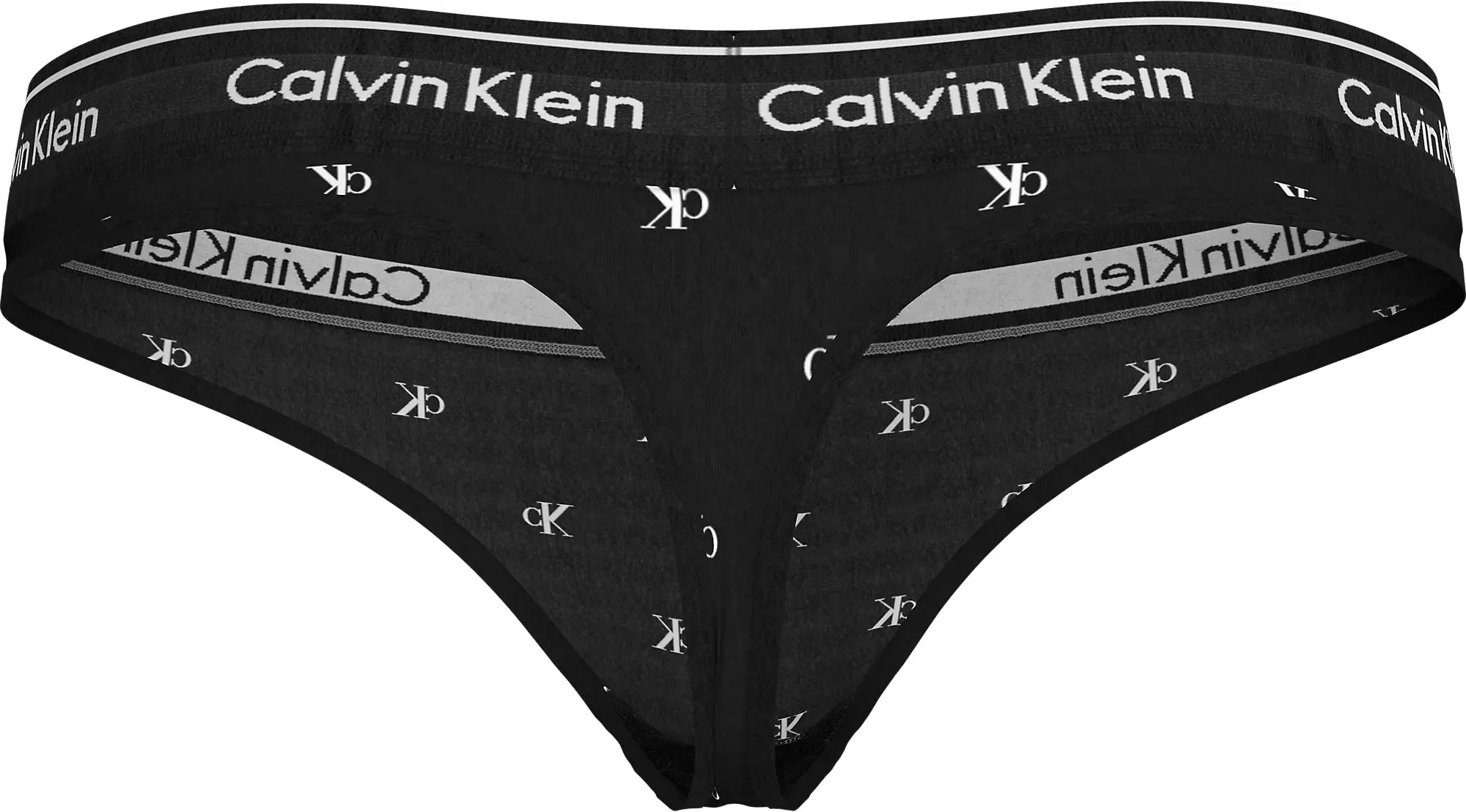 Calvin Klein MODERN COTTON Womens Thong Black Diamond Logo Print