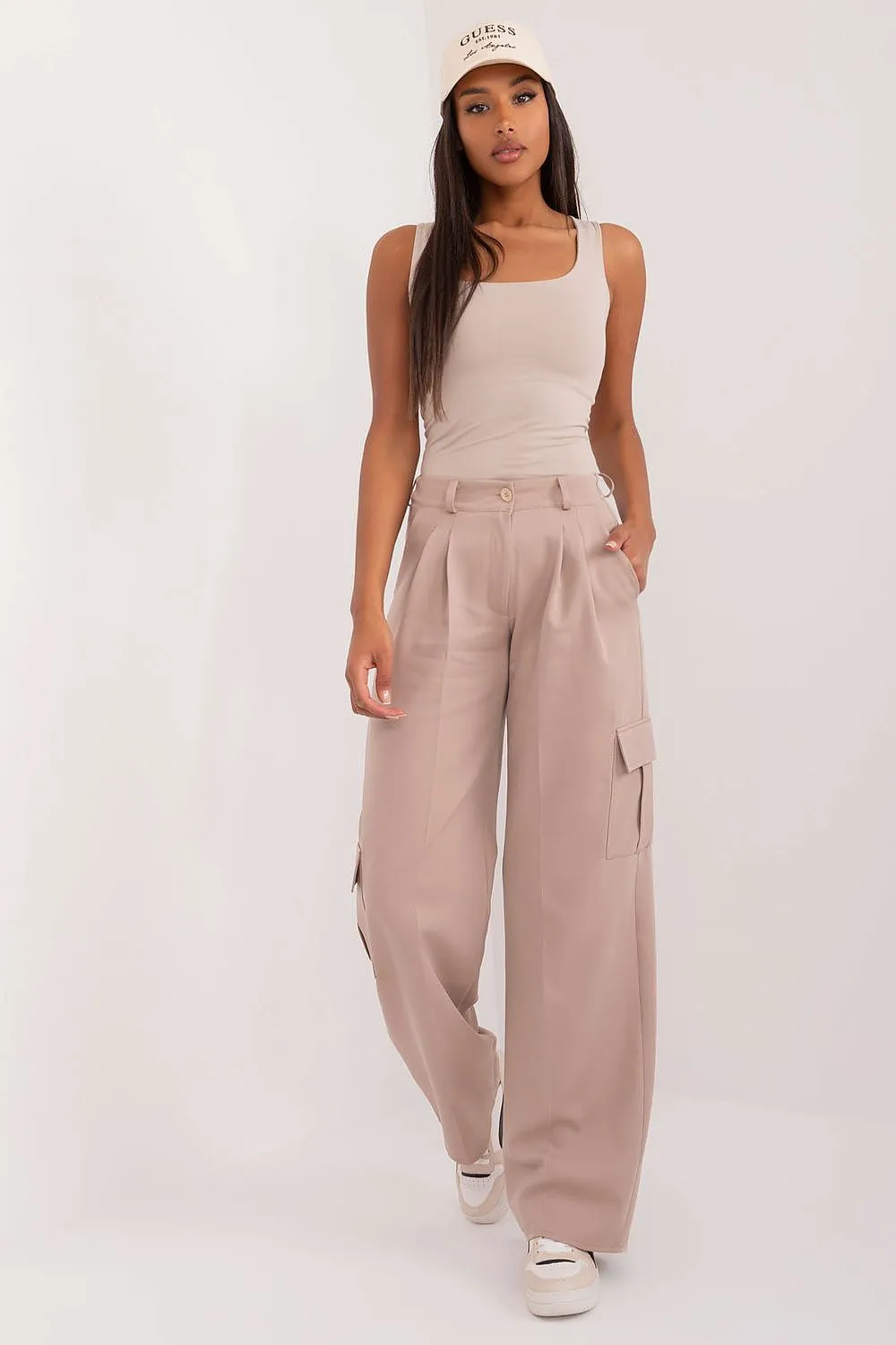 Casual style high waist cargo pants