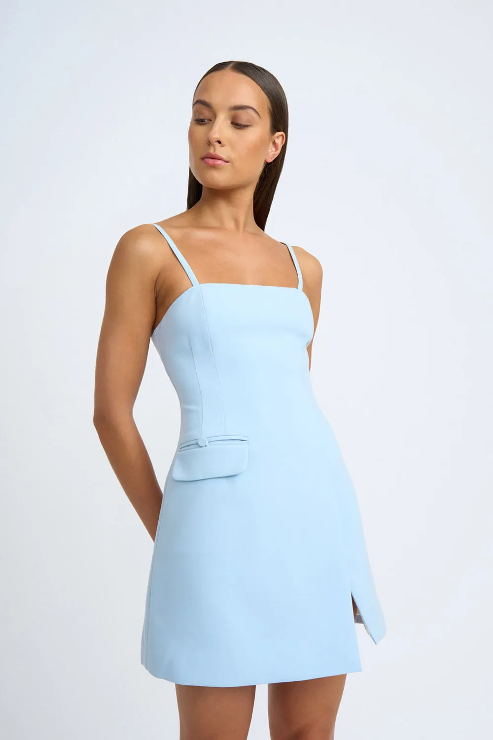 Celia Twill Mini Dress | Final Sale - Powder Blue