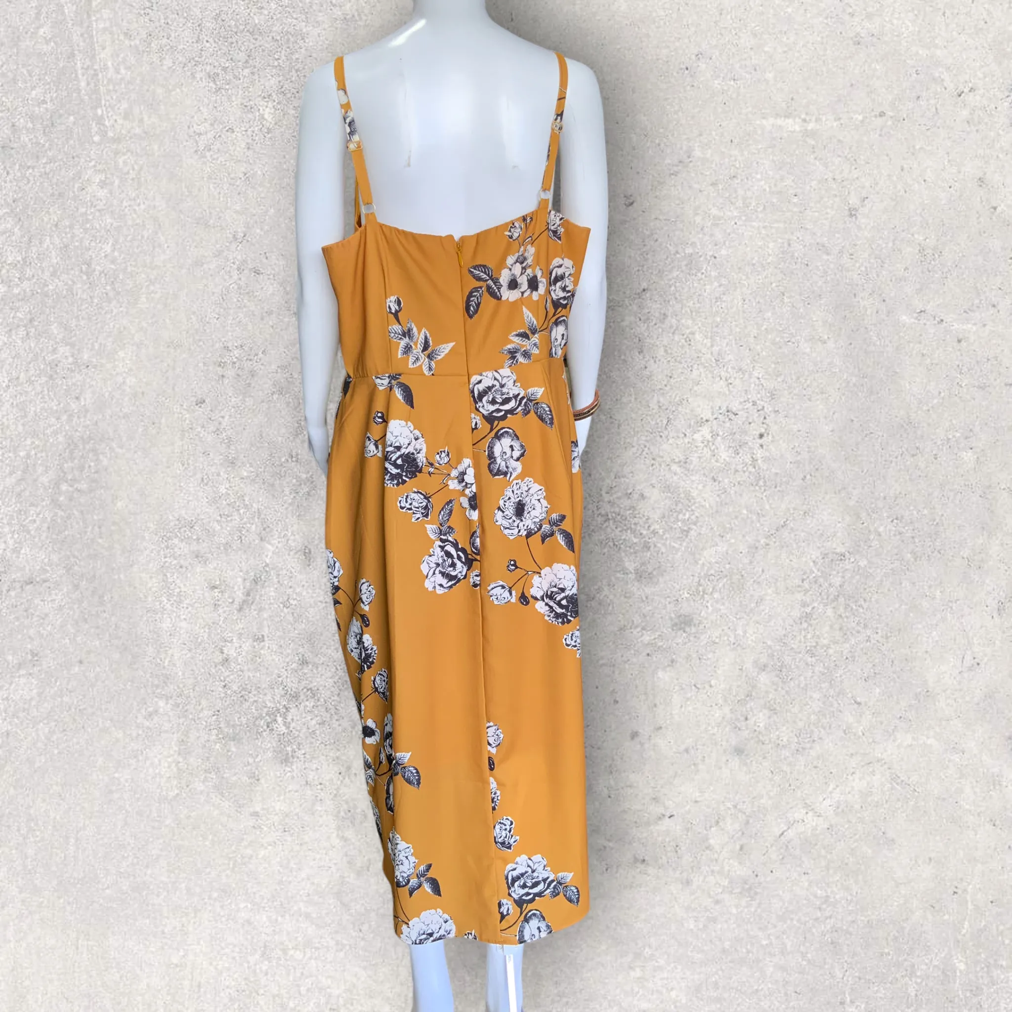 CITY CHIC Golden Vine Faux Wrap Floral Midi Dress - Size 16