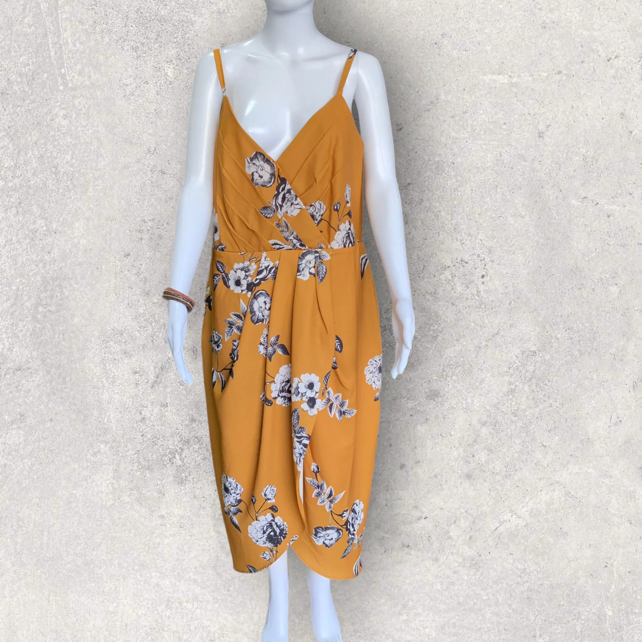 CITY CHIC Golden Vine Faux Wrap Floral Midi Dress - Size 16