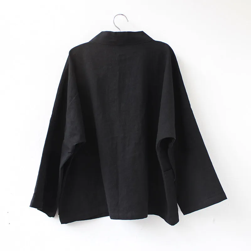Classic Dark Blue Long Sleeve Kimono Cardigan
